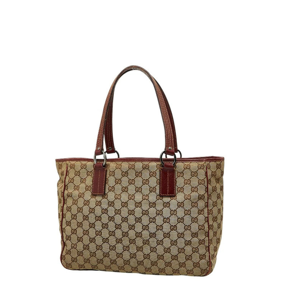 Gucci Tote Beige Red Purple Bag Canvas Handbag GG Bordeaux Leather Red Purple